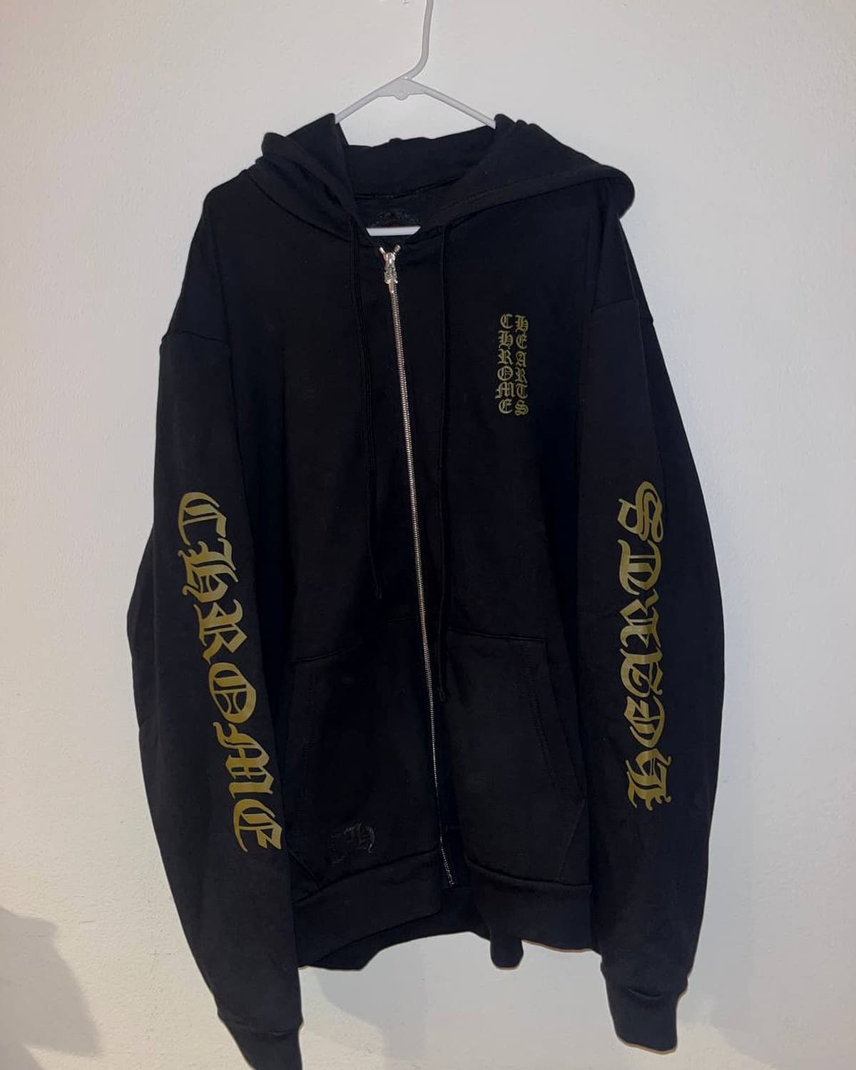 Olive Vertical Logo Zip Up Hoodie